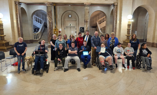 Students and advocates are joined with Scioto County Commissioners for the 2024 DD Proclamation on March 14. 